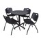 Kobe Kobe Round Table & Chair Set, Wood, Metal, Plastic Top, Grey TKB30RNDGY47BK - alternate 1